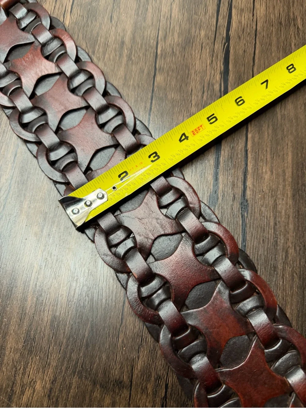 Boho Western Braided Wide Chocolate Brown Leather Chunky Belt medium